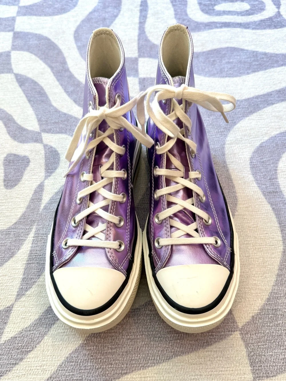 Converse Chuck Taylor All Star Lift Double Stack Hi Metallic Purple Lilac 8.5